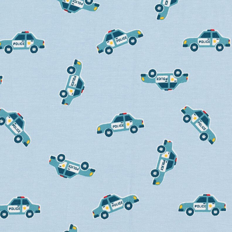 Cotton Jersey police cars – light wash denim blue,  image number 1