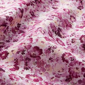 viscose fabric flower meadow – grape/white | Remnant 80cm, 