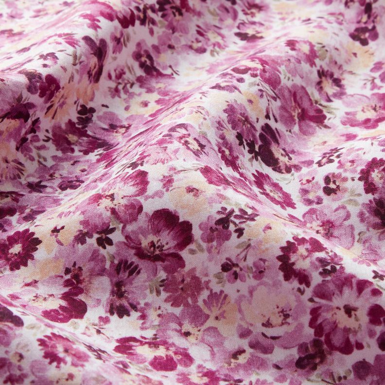 viscose fabric flower meadow – grape/white | Remnant 80cm,  image number 2