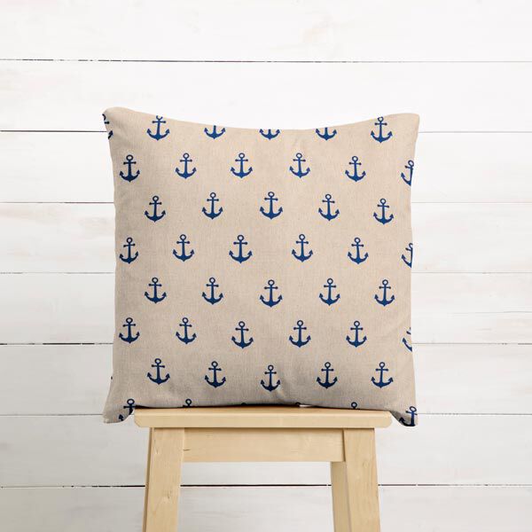 Decor Fabric Half Panama Anchor – navy blue/natural,  image number 6