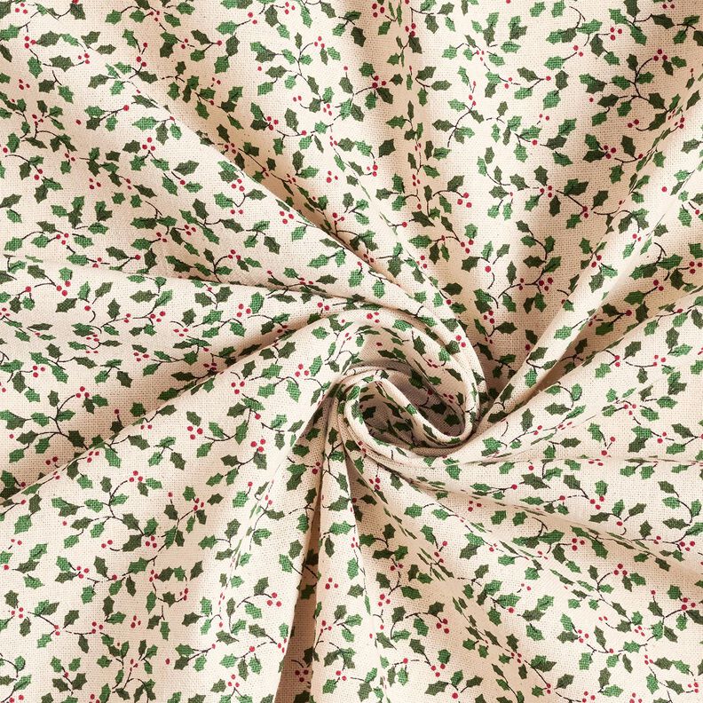 Decor Fabric Canvas Mini holly – natural/fir green, image number 3