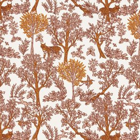 Decor Fabric Half Panama animals in the wood – white/caramel, 