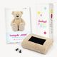 Teddy gift set: Paper pattern, plush and 1 pair of safety eyes [ 11 x 32 x 11 cm ] | Kullaloo –,  thumbnail number 1
