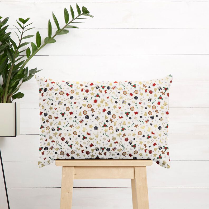 Cotton Poplin small Christmas motifs – light beige/gold,  image number 6