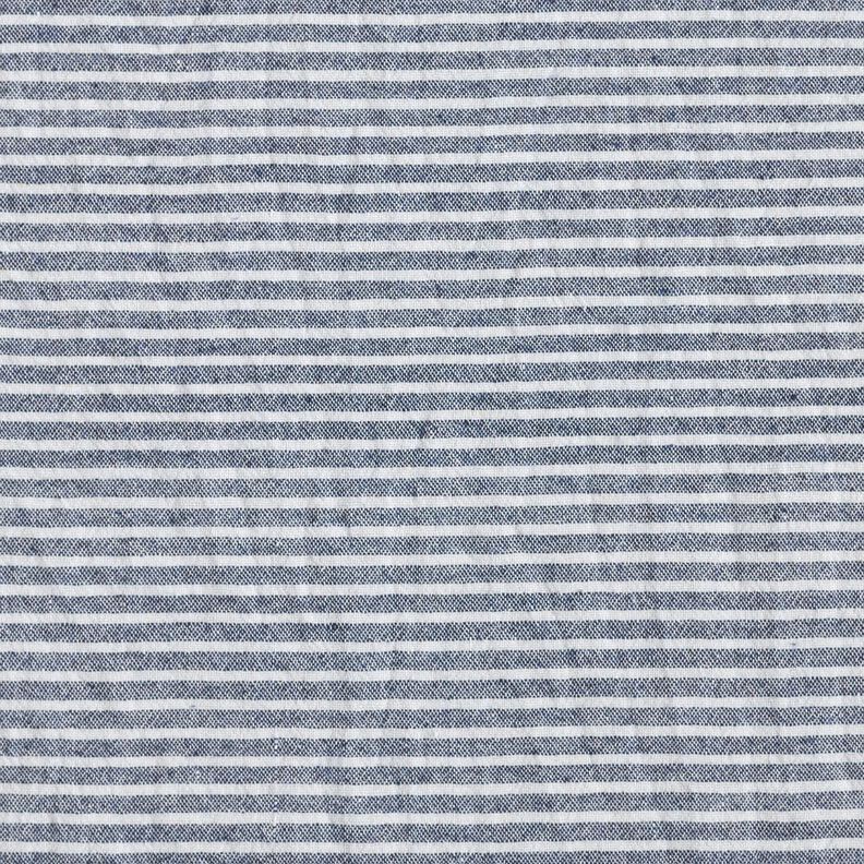 Linen look narrow stripes cotton fabric – white/navy blue,  image number 1