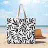 Decor Fabric Half Panama minimalist leaves – black/ivory,  thumbnail number 8