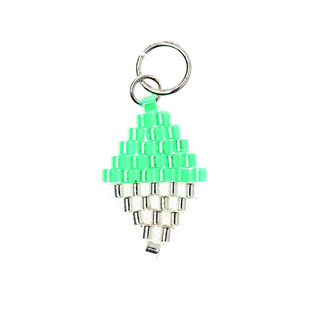 Pendant Brick Stitch Diamand [10 mm  x 15 mm] | Rico Design – green/silver, 
