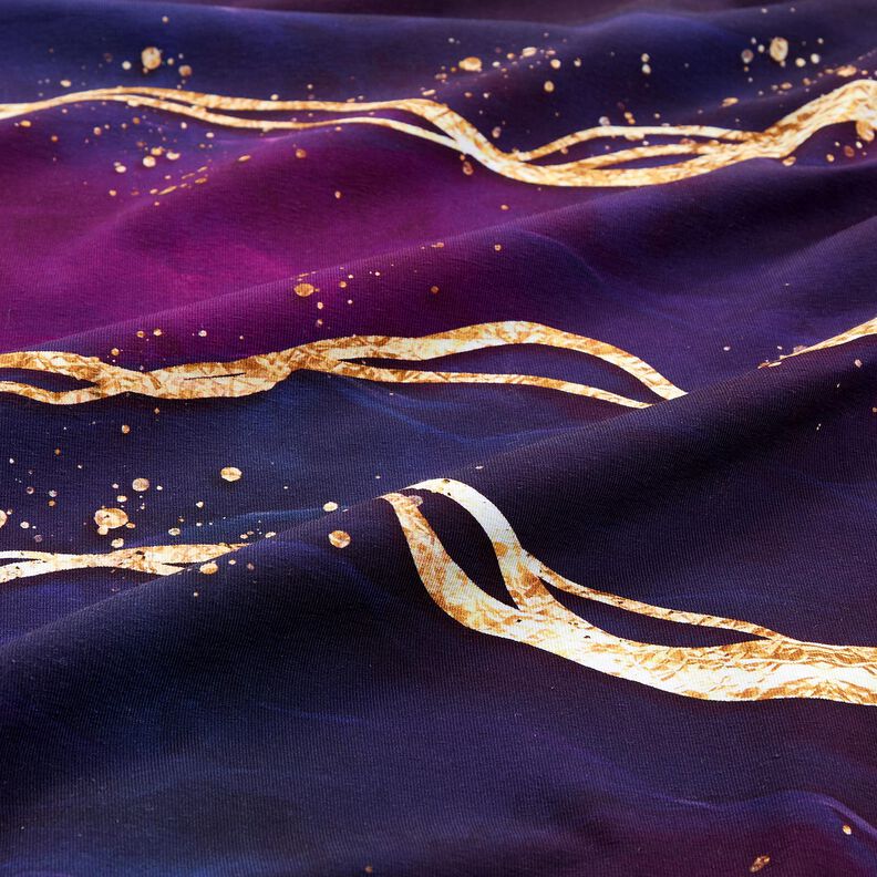 Cotton Jersey Dreamy Marble | Glitzerpüppi  – red lilac/antique gold,  image number 2