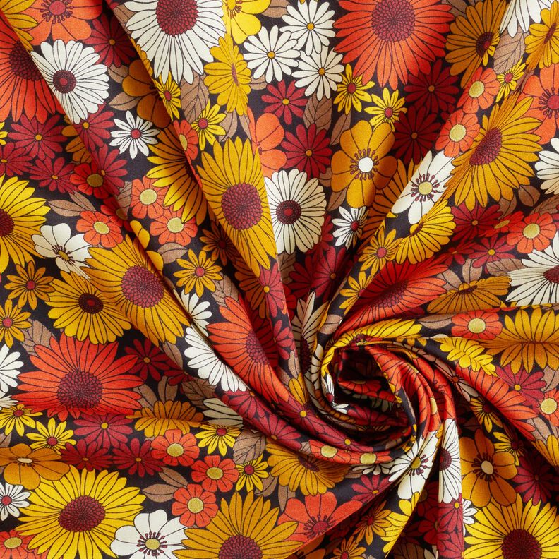 viscose fabric Summer Flowers – sunglow/black,  image number 3