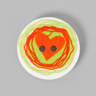 Plastic Button Retro Heart 1, 