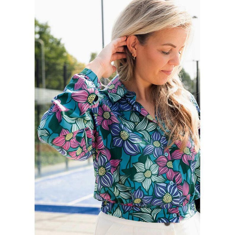 LENZING™ EcoVero™ viscose fabric Flowers | Poppy Fabrics – merlot/apricot,  image number 5