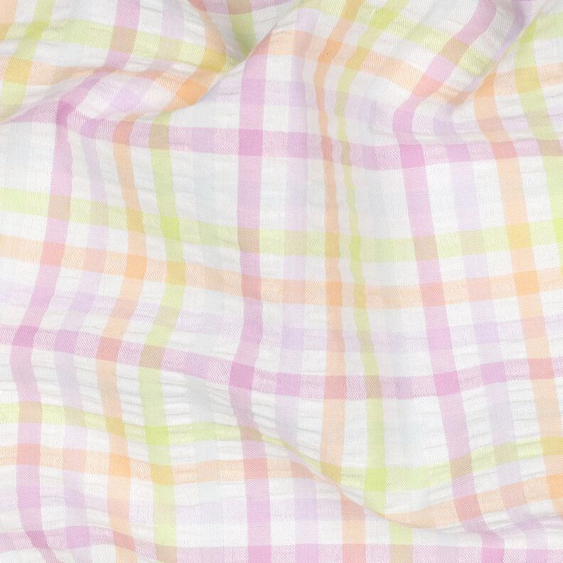Seersucker Cotton Blend colourful check – white/pastel violet,  image number 2