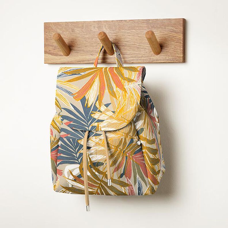 Decor Fabric Canvas Jungle Leaves 280cm – sand/chili,  image number 7