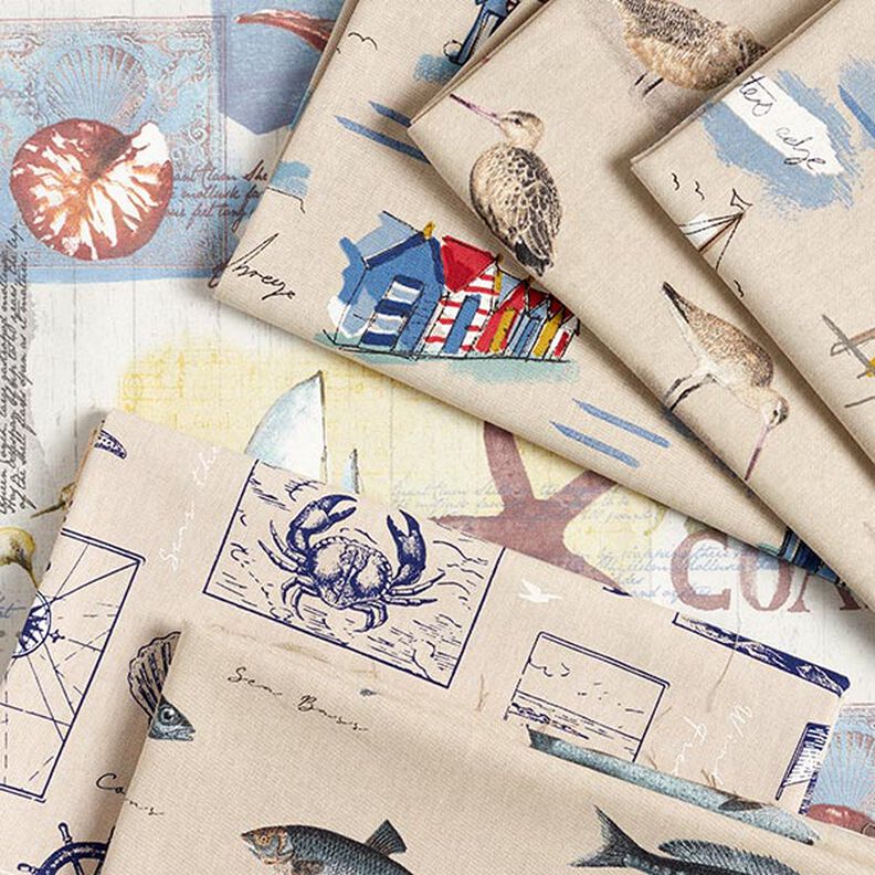 Decor Fabric Half Panama Boats – blue/red,  image number 5