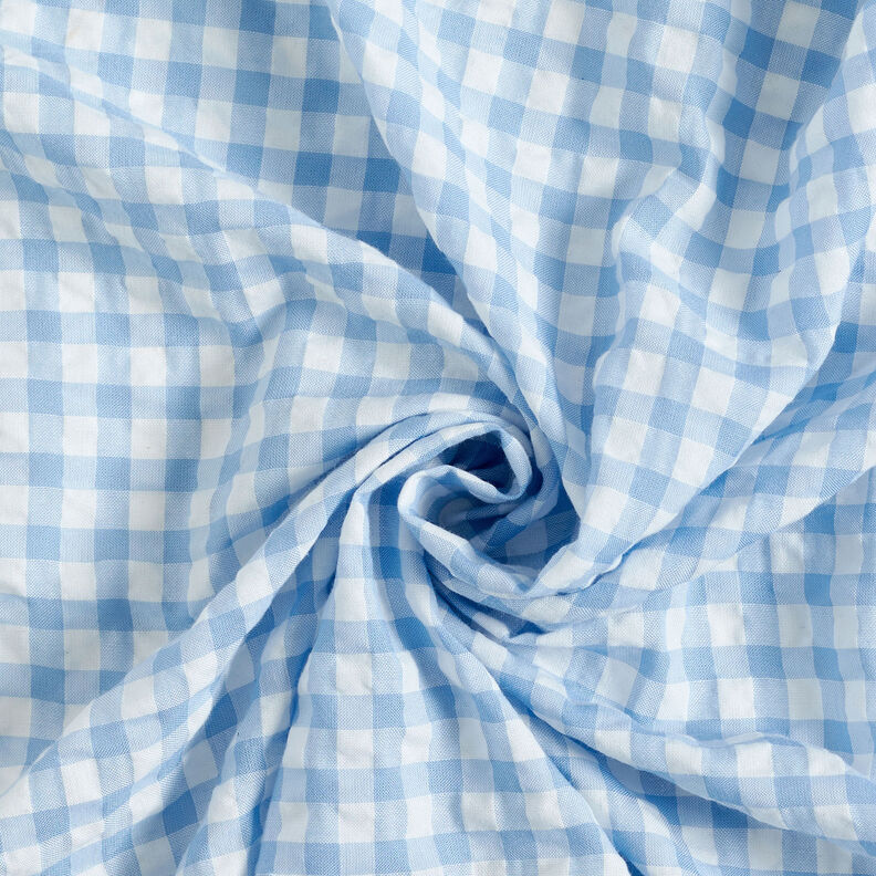 Large gingham check seersucker – white/light blue,  image number 3