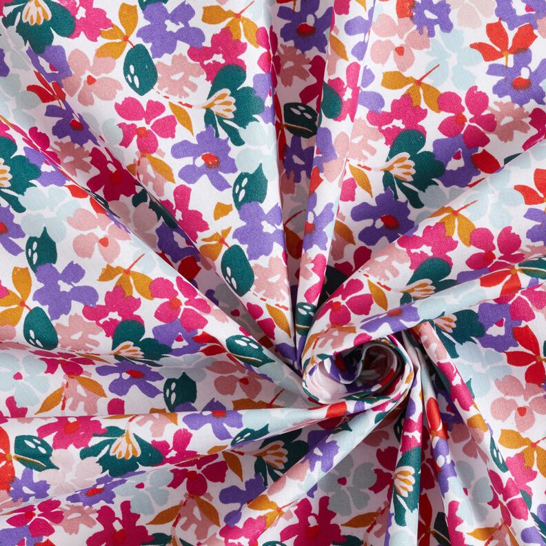 Coated Cotton pastel flowers – white/lilac,  image number 4