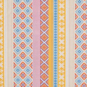 Tablecloth fabric stripy collage – offwhite/mustard, 