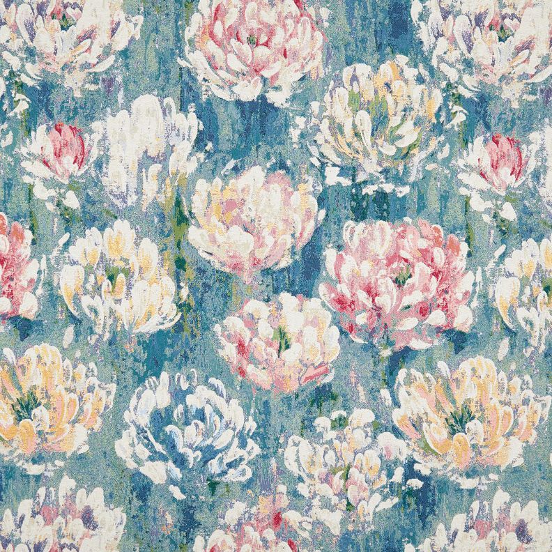 Decor Fabric Tapestry Fabric Water Lilies – light beige/green, image number 1