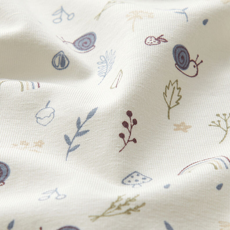 Cotton Jersey snails, mushrooms and rainbows – offwhite,  image number 2
