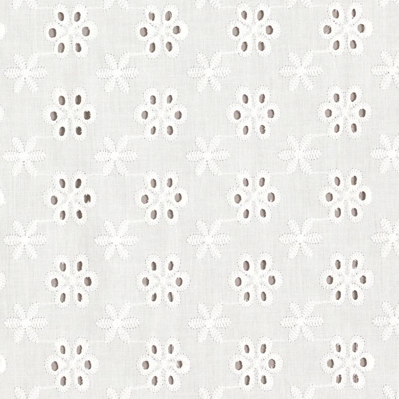 Flowers broderie anglaise cotton fabric – white,  image number 1