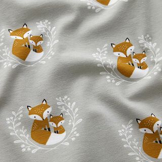 Cotton Jersey big fox and little fox – silver grey, 