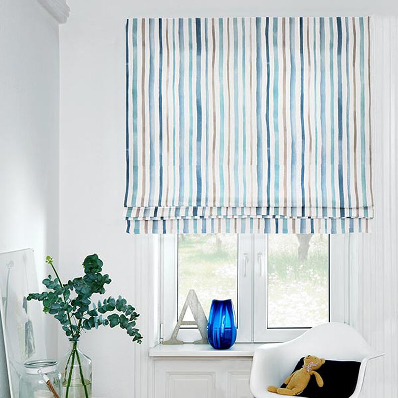 Watercolour Stripes Decor Half Panama – white/blue,  image number 6