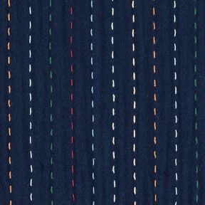 Double Gauze/Muslin colourful pinstripes – navy blue, 