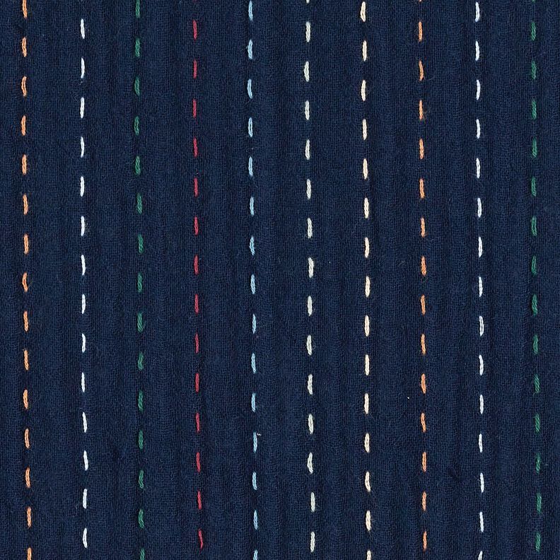 Double Gauze/Muslin colourful pinstripes – navy blue,  image number 1