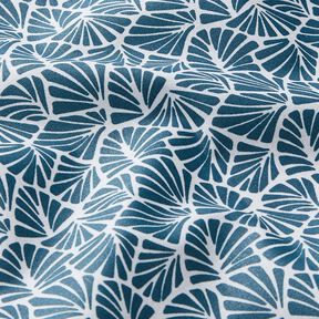 Coated Cotton abstract mini leaves – ocean blue/white, 