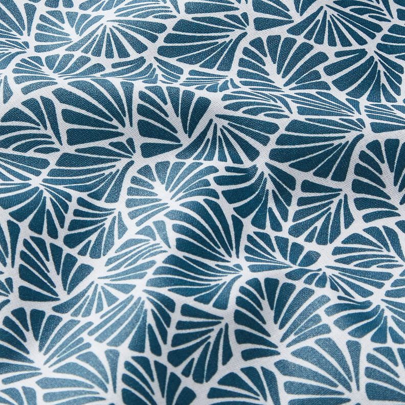 Coated Cotton abstract mini leaves – ocean blue/white,  image number 3
