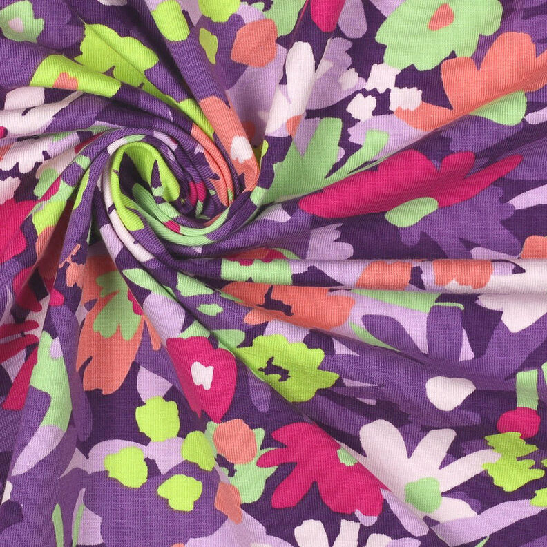 GOTS Cotton Jersey Pop Blossom | Nerida Hansen – aubergine,  image number 4