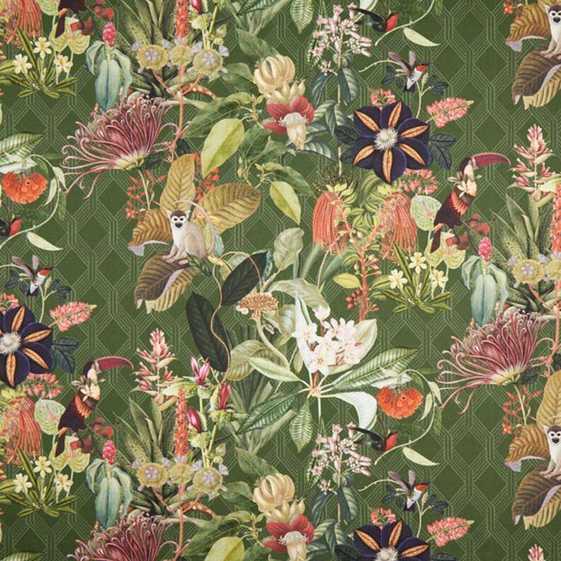 Half Panama Decor Fabric Exotic – dark green,  image number 1