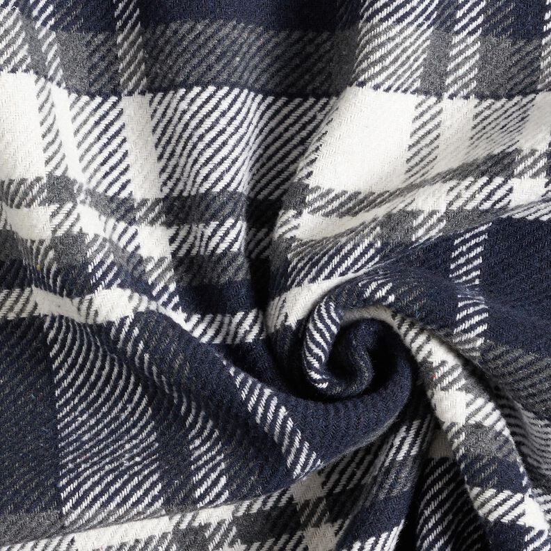 Coat fabric with checked fur backing – midnight blue/slate grey,  image number 3