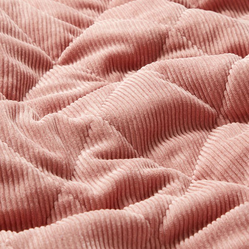 Quilted Fabric Corduroy with fur backing diamonds – dusky pink, image number 3