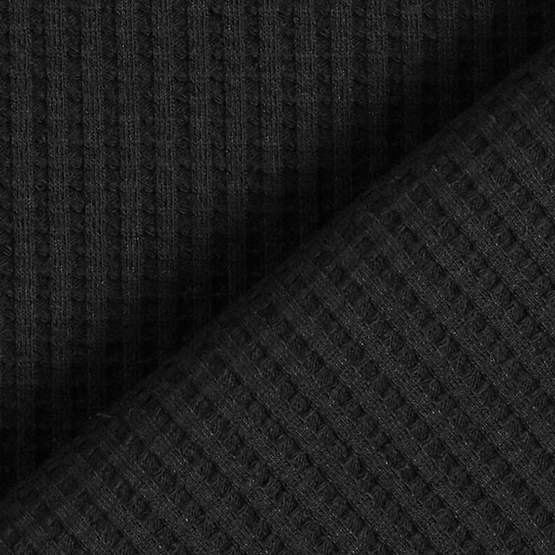 Cotton waffle jersey Plain – black,  image number 3