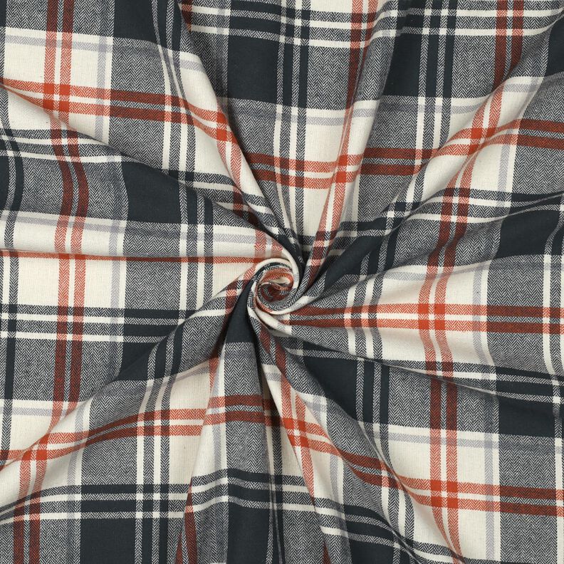 Cotton Flannel Check with herringbone pattern – blue-black/cream, image number 3