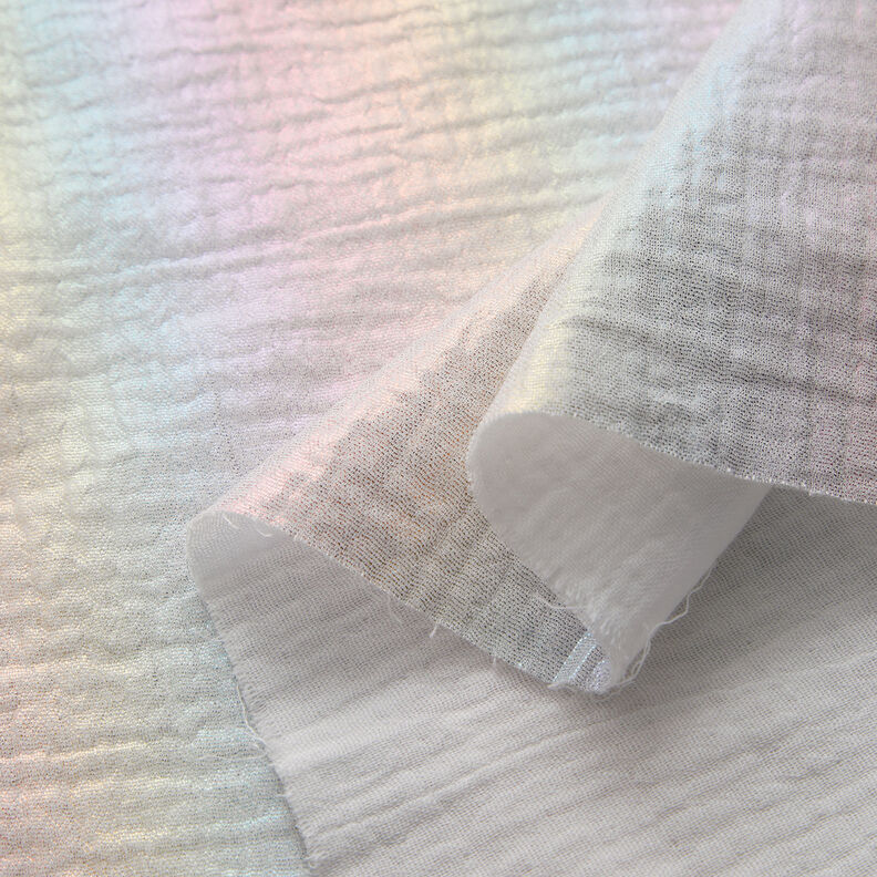 Double Gauze/Muslin Shimmer glitter Foil Print | by Poppy white,  image number 4