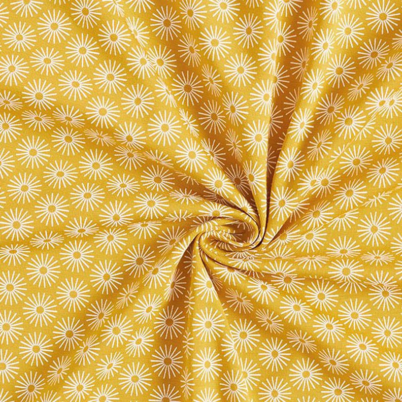 Cotton jersey shiny flowers – curry yellow,  image number 3