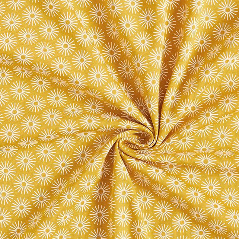 Cotton jersey shiny flowers – curry yellow, image number 3