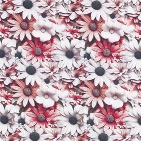 viscose fabric Sea of Daisies – white/purple, 