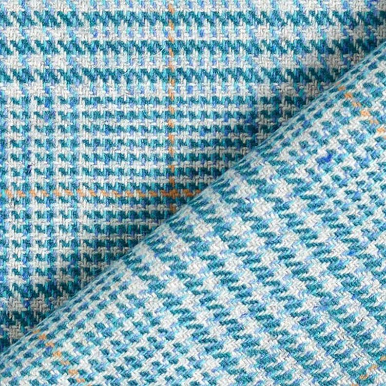 Glen Plaid Wool Fabric – turquoise,  image number 7