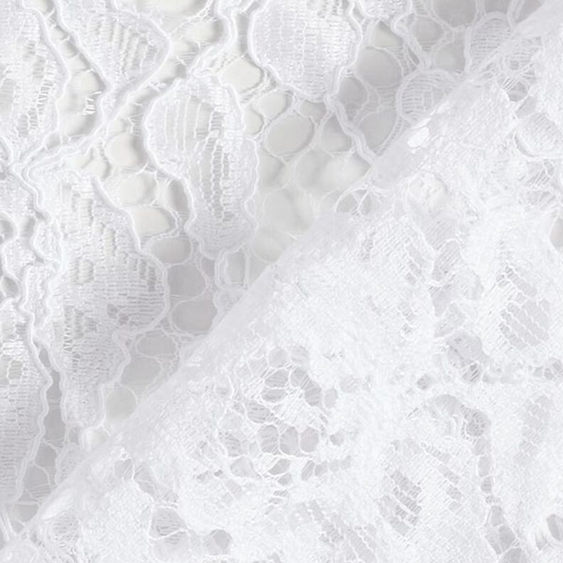 Lace with double-sided floral scalloped edge – white,  image number 5