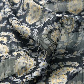 Crepe Chiffon paisley and lurex stripes – black/silver blue, 