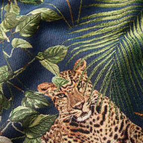 Decor Fabric Tapestry Fabric Leopards in the jungle – blue/green, 