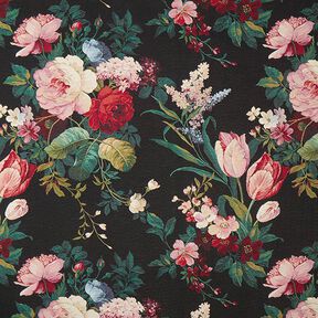 Decor Fabric Tapestry Fabric Floral Bouquet – black/carmine, 