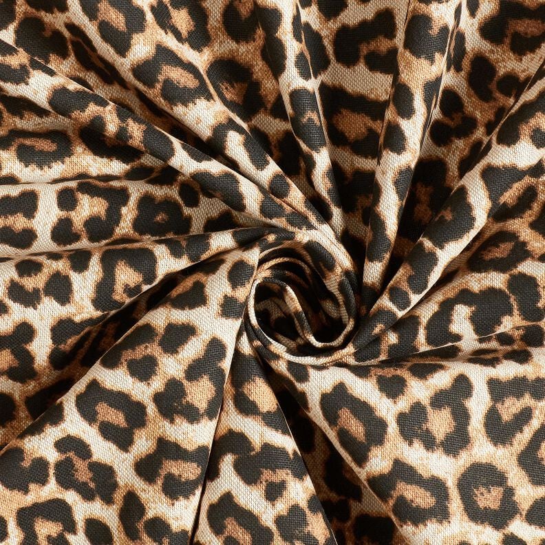 Decor Fabric Half Panama elegant leopard print – black/natural,  image number 3
