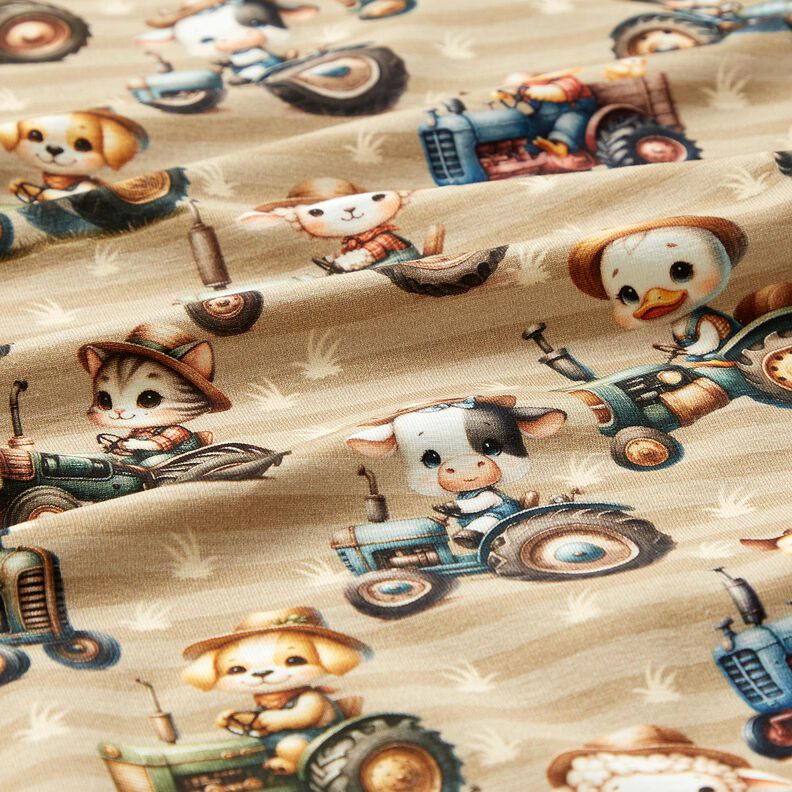Cotton Jersey Tractor with animals Digital Print – anemone/almond, image number 2