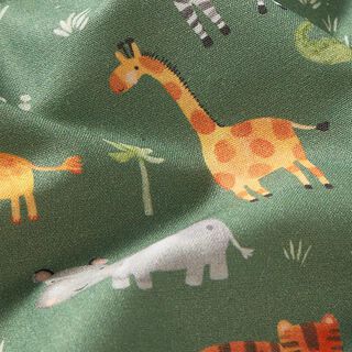 Cotton Poplin Jungle Animals Digital Print – dark green, 