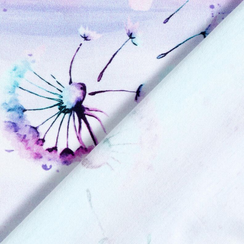 Cotton Jersey Watercolour Dandelion Clocks | Glitzerp&uuml;ppi  &ndash; red lilac/baby blue,  image number 4