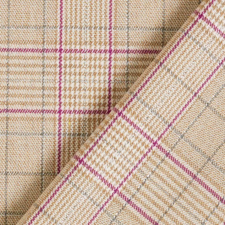 Viscose Blend Prince of Wales check with lurex – almond/grape,  image number 4